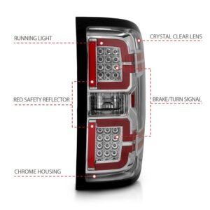 Chevy Silverado 14-18 1500/15-19 2500hd/3500hd/GMC Sierra 15-19 2500hd/3500hd Dually Led Tail Lights Chrome - Image 4