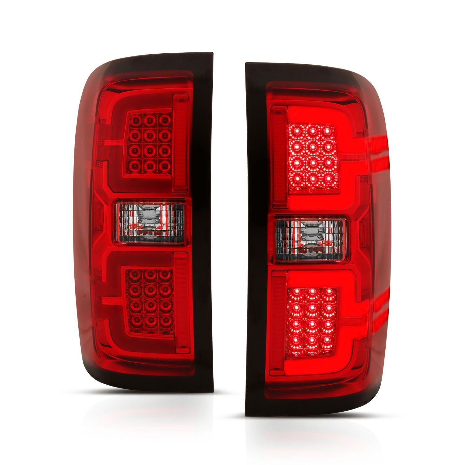 Chevy Silverado 14-18 1500 / 15-19 2500hd/3500hd/ GMC Sierra 15-19 2500hd/3500hd Led Tail Lights - Red Lens - Image 2