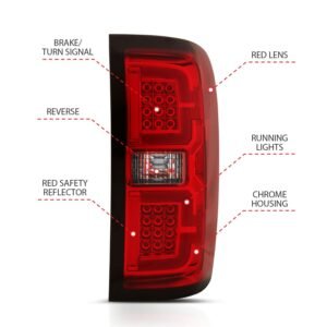 Chevy Silverado 14-18 1500 / 15-19 2500hd/3500hd/ GMC Sierra 15-19 2500hd/3500hd Led Tail Lights - Red Lens - Image 4