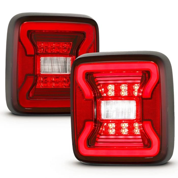 Jeep Wrangler JL 18-21 Full Led Tail Lights Red/ Clear Lens