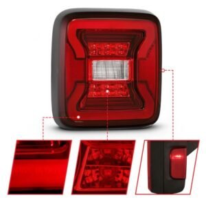 Jeep Wrangler JL 18-21 Full Led Tail Lights Red/ Clear Lens - Image 3