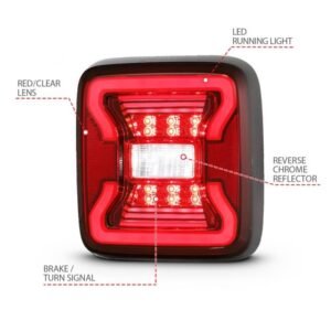 Jeep Wrangler JL 18-21 Full Led Tail Lights Red/ Clear Lens - Image 4