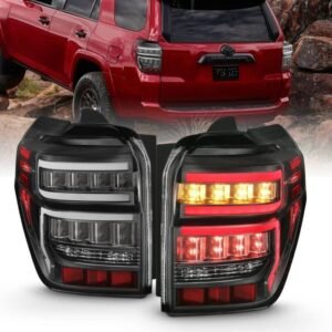 Toyota 4runner 14-22 Tail Lights Black Housing Clear Lens Red Light Bar W/ Sequential - Image 1