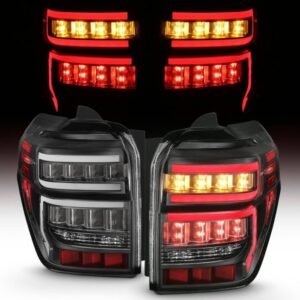 Toyota 4runner 14-22 Tail Lights Black Housing Clear Lens Red Light Bar W/ Sequential - Image 2