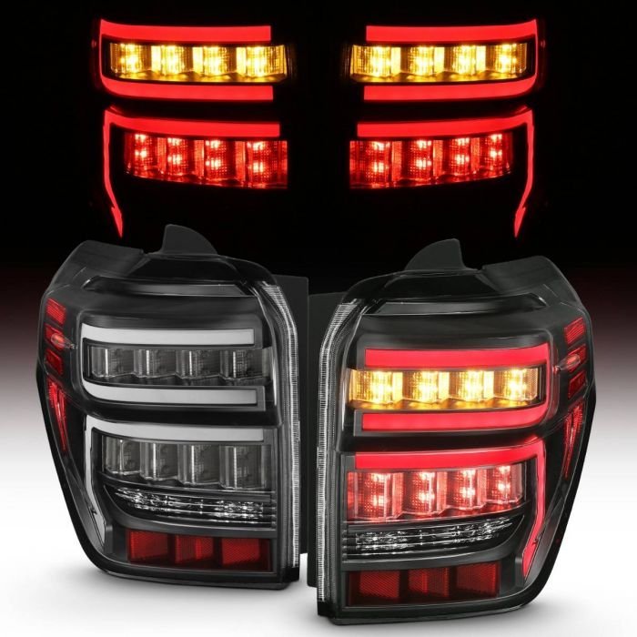 Toyota 4runner 14-22 Tail Lights Black Housing Clear Lens Red Light Bar W/ Sequential