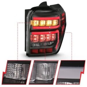 Toyota 4runner 14-22 Tail Lights Black Housing Clear Lens Red Light Bar W/ Sequential - Image 3
