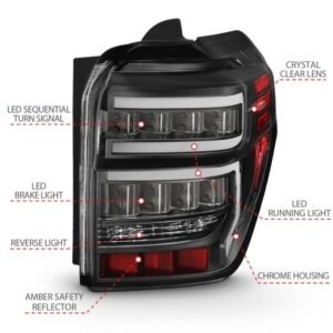 Toyota 4runner 14-22 Tail Lights Black Housing Clear Lens Red Light Bar W/ Sequential - Image 4
