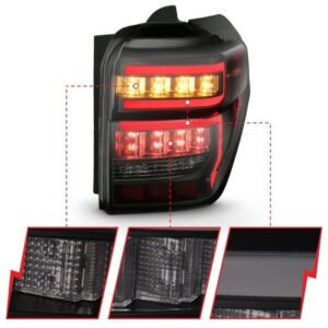 Toyota 4runner 14-22 Tail Lights Black Housing Smoke Lens Red Light Bar - Image 3