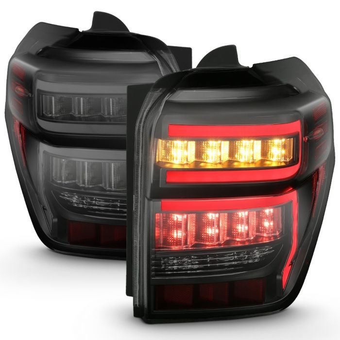 Toyota 4runner 14-22 Tail Lights Black Housing Smoke Lens Red Light Bar