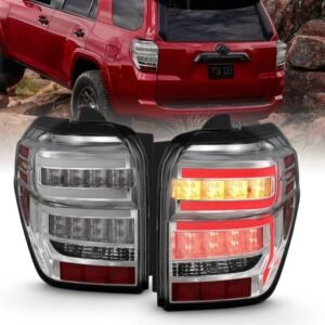 Toyota 4runner 14-22 Tail Lights Chrome Housing Clear Lens Red Light Bar W/ Sequential - Image 1