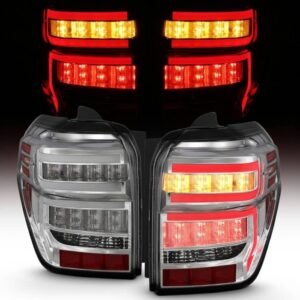 Toyota 4runner 14-22 Tail Lights Chrome Housing Clear Lens Red Light Bar W/ Sequential - Image 2