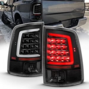 Dodge Ram 1500 09-18 / 2500 3500 10-18 Led Tail Lights Black Clear W/ C Light Bar - Image 1