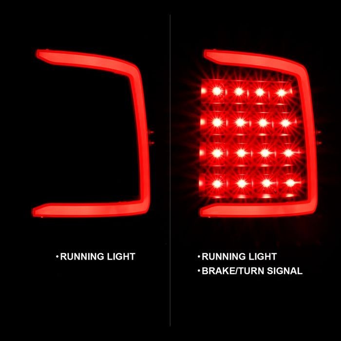 Dodge Ram 1500 09-18 / 2500 3500 10-18 Led Tail Lights Black Clear W/ C Light Bar