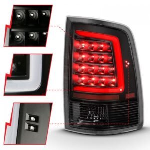 Dodge Ram 1500 09-18 / 2500 3500 10-18 Led Tail Lights Black Clear W/ C Light Bar - Image 3