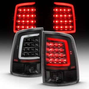 Dodge Ram 1500 09-18 / 2500 3500 10-18 Led Tail Lights Black Clear W/ C Light Bar - Image 7