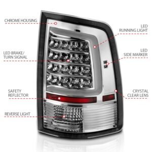 Dodge Ram 1500 09-18 / 2500 3500 10-18 Led Tail Lights Chrome Clear - Image 4