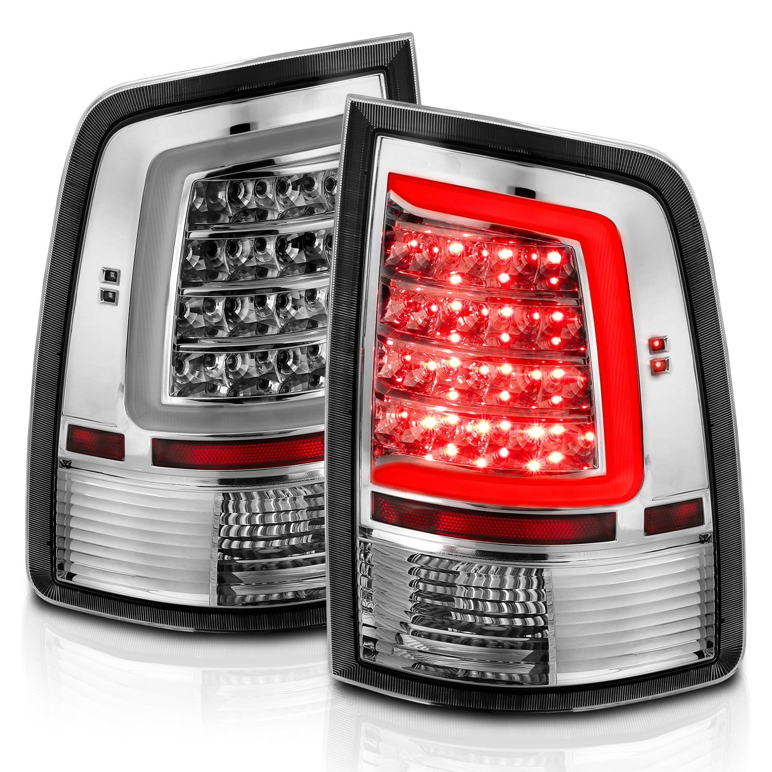 Dodge Ram 1500 09-18 / 2500 3500 10-18 Led Tail Lights Chrome Clear - Image 2