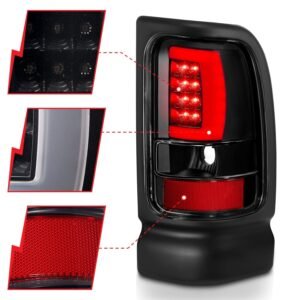DODGE RAM 1500 94-01 2500/3500 94-02 LED TAILLIGHTS PLANK STYLE BLACK W/CLEAR LENS - Image 3