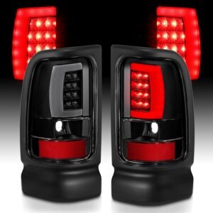 DODGE RAM 1500 94-01 2500/3500 94-02 LED TAILLIGHTS PLANK STYLE BLACK W/CLEAR LENS - Image 7