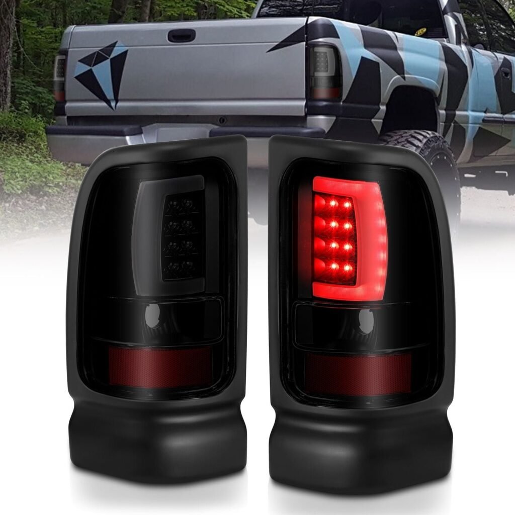 Dodge Ram 1500 94-01 2500/3500 94-02 Led Tail Lights Black W/Smoke Lens