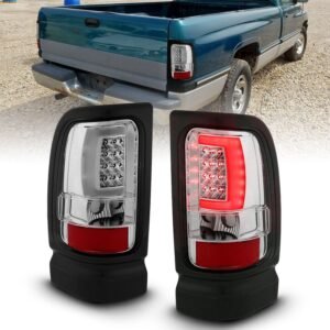 DODGE RAM 1500 94-01 2500/3500 94-02 LED TAILLIGHTS PLANK STYLE CHROME W/ CLEAR LENS - Image 1