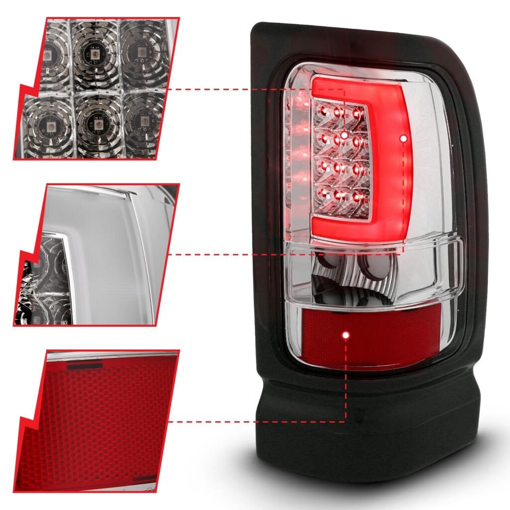 DODGE RAM 1500 94-01 2500/3500 94-02 LED TAILLIGHTS PLANK STYLE CHROME W/ CLEAR LENS