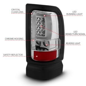 DODGE RAM 1500 94-01 2500/3500 94-02 LED TAILLIGHTS PLANK STYLE CHROME W/ CLEAR LENS - Image 4