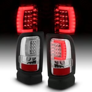 DODGE RAM 1500 94-01 2500/3500 94-02 LED TAILLIGHTS PLANK STYLE CHROME W/ CLEAR LENS - Image 6