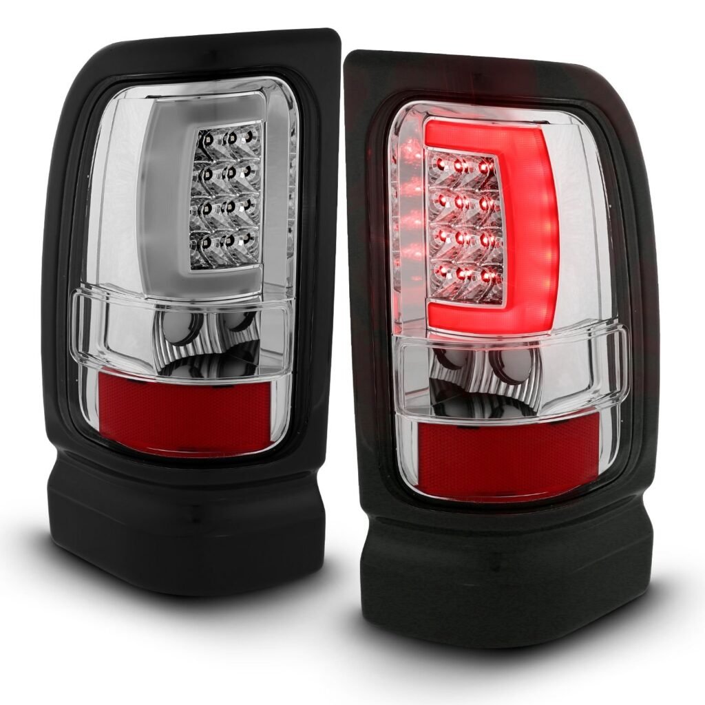 DODGE RAM 1500 94-01 2500/3500 94-02 LED TAILLIGHTS PLANK STYLE CHROME W/ CLEAR LENS