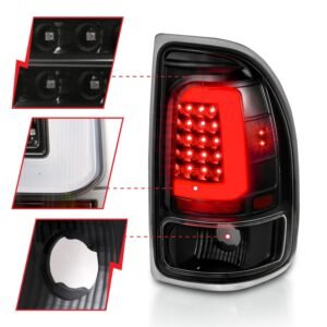 DODGE DAKOTA 97-04 LED LIGHT BAR TAIL LIGHTS BLACK CLEAR LENS - Image 3