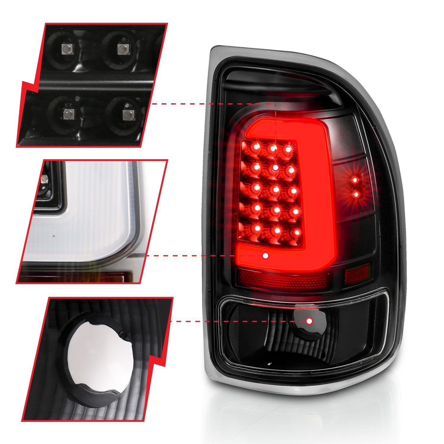 DODGE DAKOTA 97-04 LED LIGHT BAR TAIL LIGHTS BLACK CLEAR LENS - Image 3