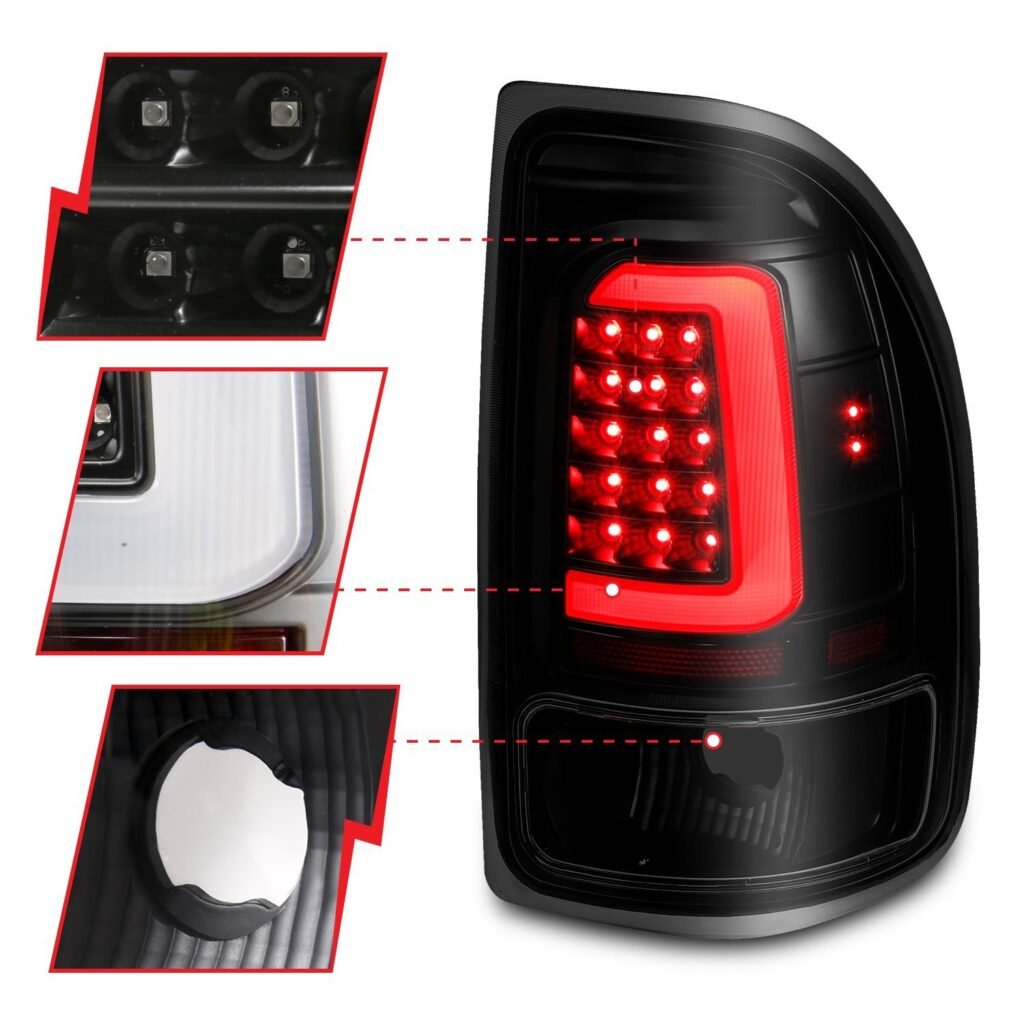 DODGE DAKOTA 97-04 LED LIGHT BAR TAIL LIGHTS BLACK SMOKE LENS