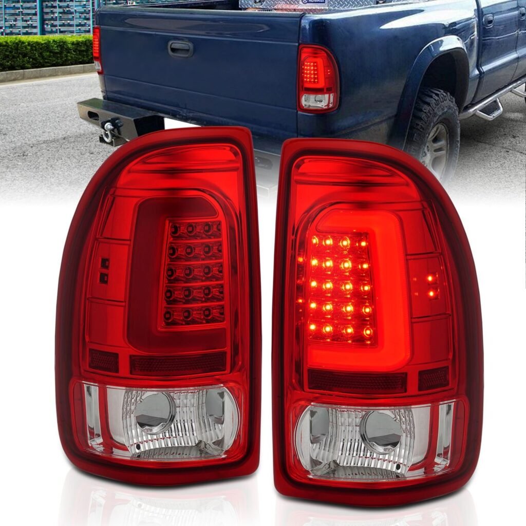 DODGE DAKOTA 97-04 LED LIGHT BAR TAIL LIGHTS CHROME RED LENS