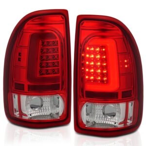 DODGE DAKOTA 97-04 LED LIGHT BAR TAIL LIGHTS CHROME RED LENS - Image 2