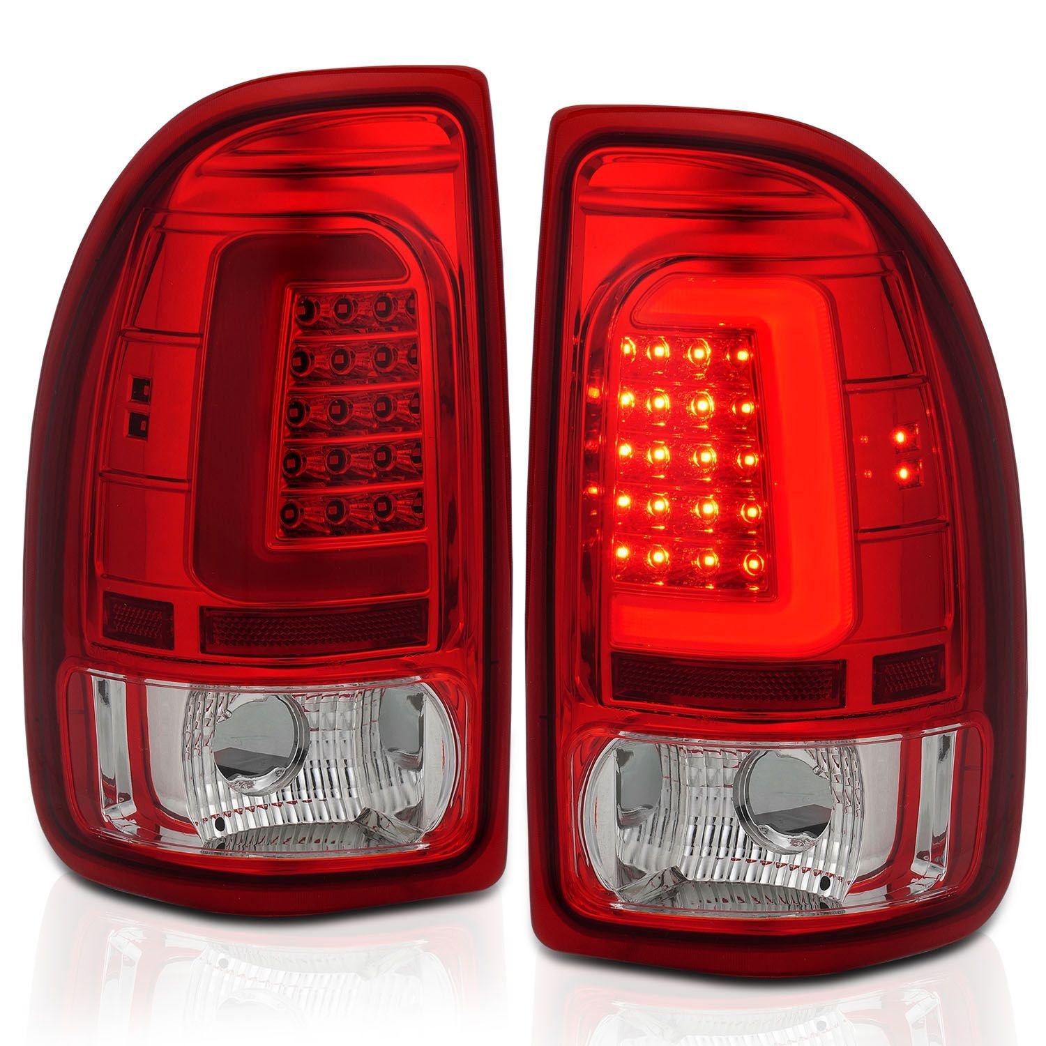 DODGE DAKOTA 97-04 LED LIGHT BAR TAIL LIGHTS CHROME RED LENS - Image 2