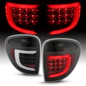 DODGE GRAND CARAVAN 04-07 / CHRYSLER TOWN & COUNTRY 04-07 L.E.D T.L BLACK HOUSING CLEAR LENS W/ C LIGHT BAR - Image 6
