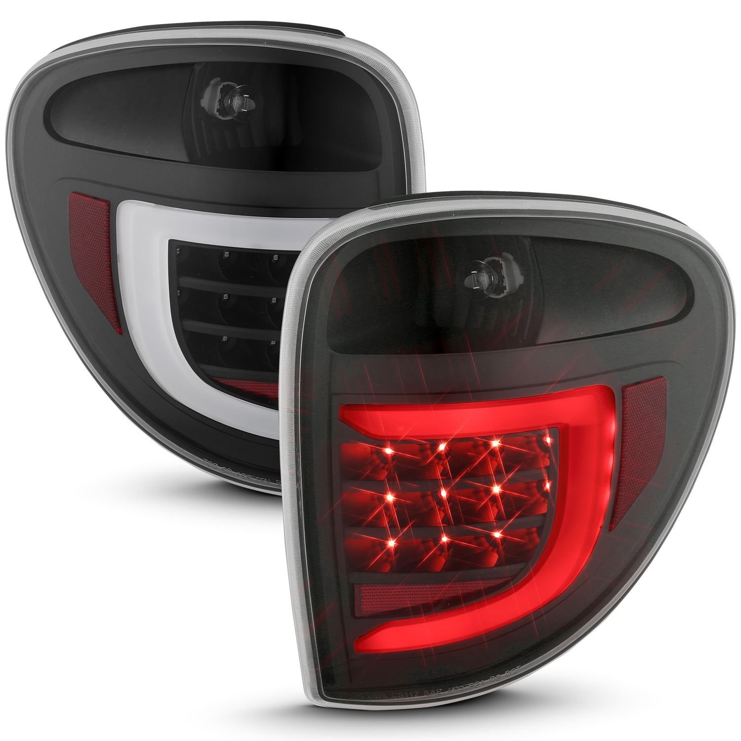 DODGE GRAND CARAVAN 04-07 / CHRYSLER TOWN & COUNTRY 04-07 L.E.D T.L BLACK HOUSING CLEAR LENS W/ C LIGHT BAR - Image 7