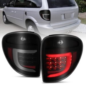 DODGE GRAND CARAVAN; CRYSLER TOWN&COUNTRY 04-07 L.E.D T.L BLACK HOUSING SMOKE LENS W/ C LIGHT BAR - Image 1