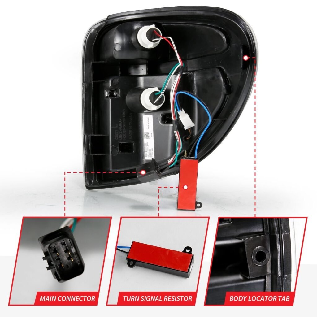 DODGE GRAND CARAVAN; CRYSLER TOWN&COUNTRY 04-07 L.E.D T.L BLACK HOUSING SMOKE LENS W/ C LIGHT BAR