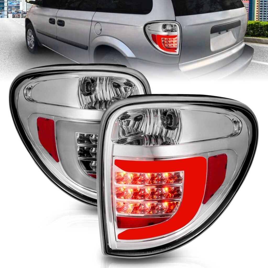 DODGE GRAND CARAVAN / CHRYSLER TOWN AND COUNTRY 04-07 L.E.D T.L CHROME HOUSING CLEAR LENS W/ C LIGHT BAR