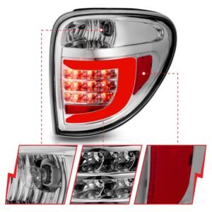 DODGE GRAND CARAVAN / CHRYSLER TOWN AND COUNTRY 04-07 L.E.D T.L CHROME HOUSING CLEAR LENS W/ C LIGHT BAR - Image 3