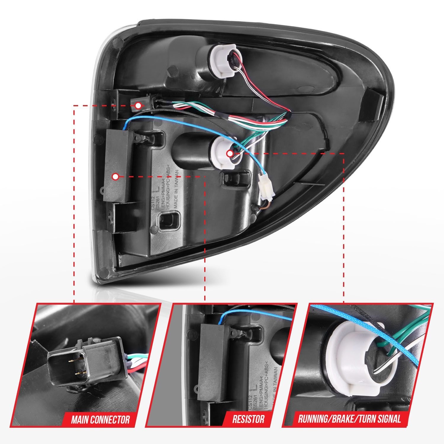 DODGE GRAND CARAVAN / CHRYSLER TOWN AND COUNTRY 04-07 L.E.D T.L CHROME HOUSING CLEAR LENS W/ C LIGHT BAR - Image 5