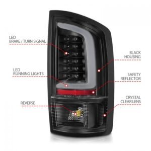 Dodge Ram 1500 02-05 / Ram 2500/3500 02-06 Led C Light Bar Tail Lights Black - Image 4