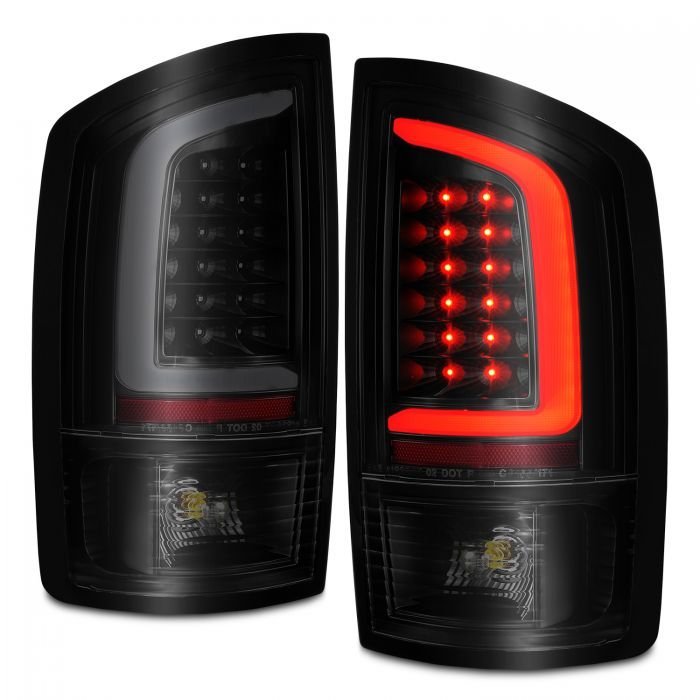 Dodge Ram 1500 02-05 / Ram 2500/3500 02-06 Led C Light Bar Tail Lights Black Smoke Lens