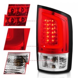 Dodge Ram 1500 02-05 / Ram 2500/3500 02-06 Led C Light Bar Tail Lights Chrome Red/clear Lens - Image 3