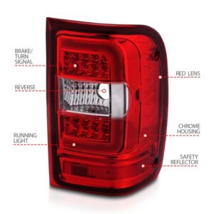 Ford Ranger 01-11 Tail Lights Red Clear Chrome - Image 4