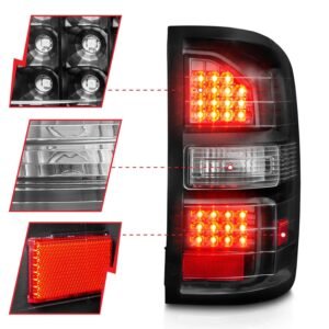 GMC Sierra 1500 14-18 / 2500HD/3500HD 15-19 Led Tail Lights Black Housing Clear Lens - Image 2