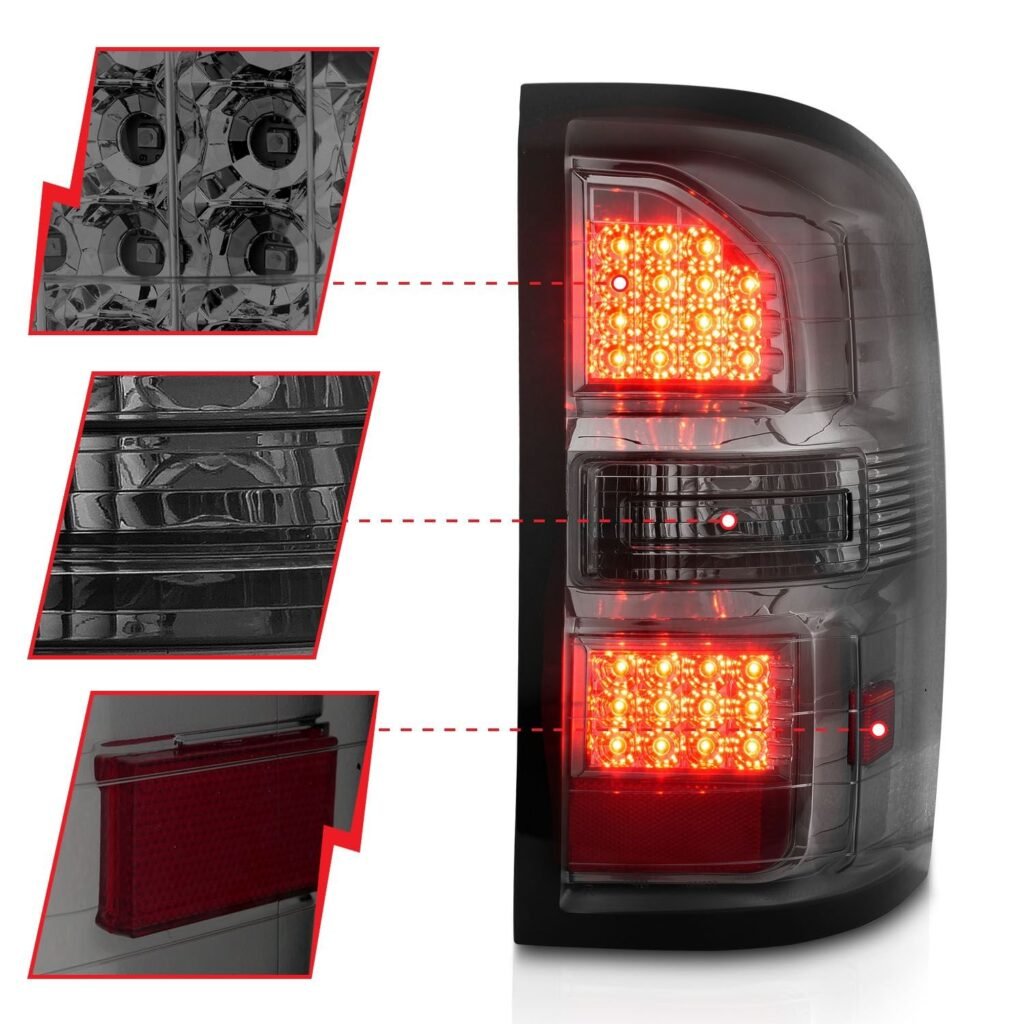 GMC Sierra 1500 14-18 / 2500HD/3500HD 15-19 Led Tail Lights Smoked Lens Chrome