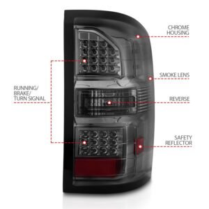 GMC Sierra 1500 14-18 / 2500HD/3500HD 15-19 Led Tail Lights Smoked Lens Chrome - Image 3