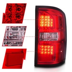 GMC Sierra 1500 14-18 / 2500HD/3500HD 15-19 Led Tail Lights Red/clear Lens Chrome - Image 2